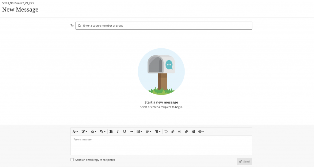 The menu for creating a new message.